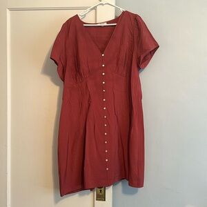 NWOT Madewell Plus Shirred Button-Front Mini Dress 🌷